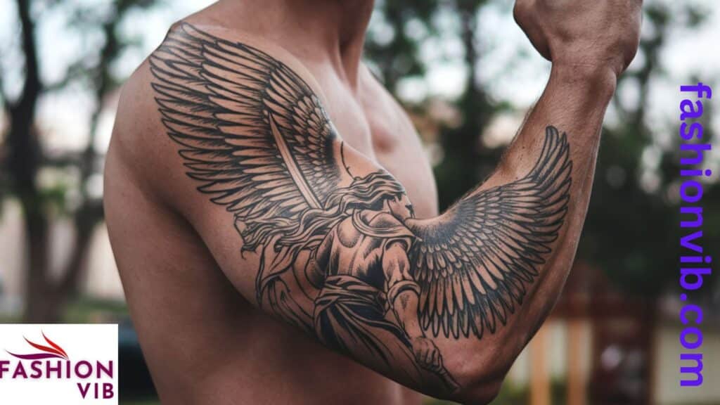 angel tattoos for men Warrior Angel Forearm Design