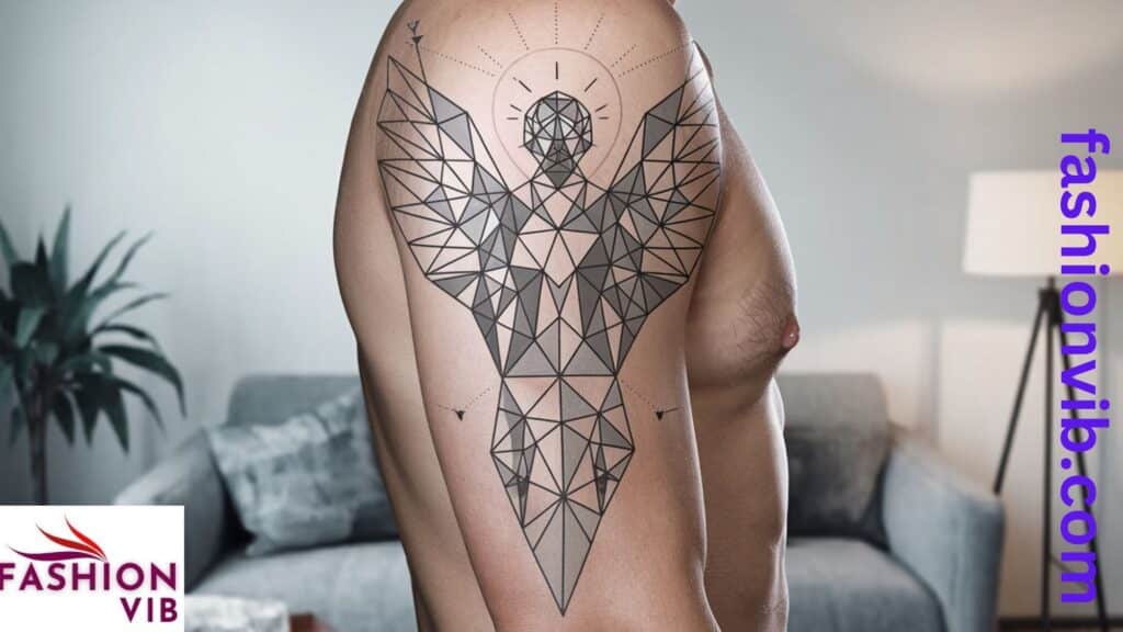 angel tattoos for men Geometric Angel Pattern