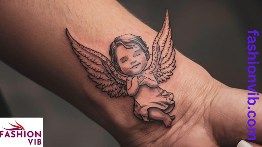 angel tattoos for men Micro Angel on Wrist