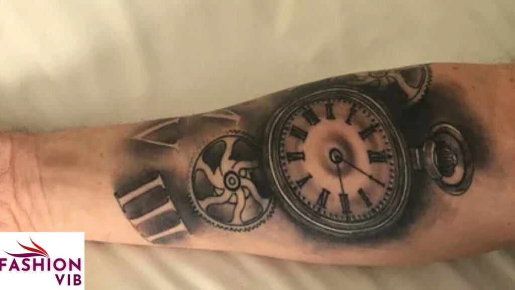 Men’s Clock Tattoos Realistic Mechanical Clock Tattoo