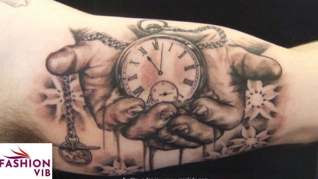 Men’s Clock Tattoos Pocket Watch Tattoo