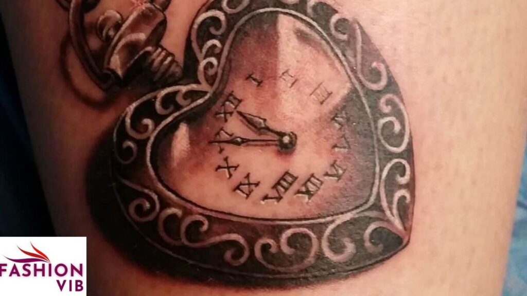 Men’s Clock Tattoos Heart and Clock Tattoo