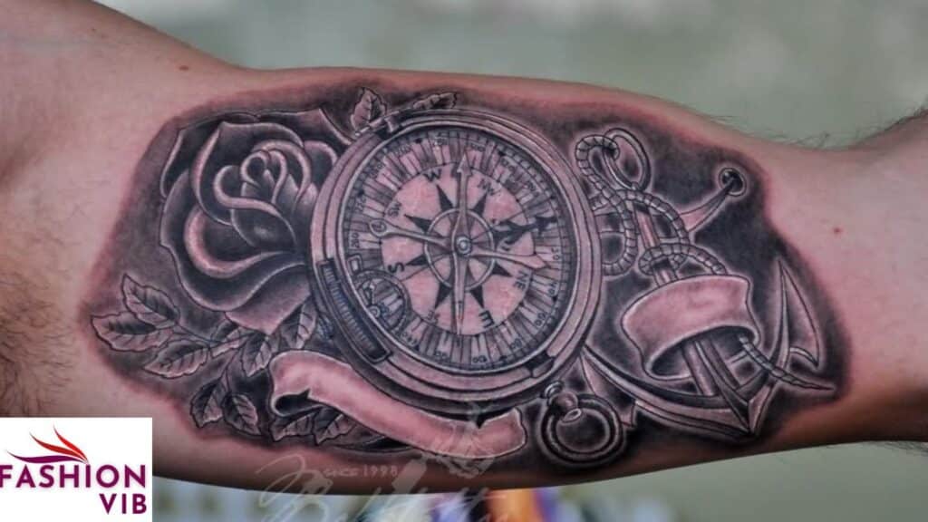 Men’s Clock Tattoos Compass, Anchor, and Clock