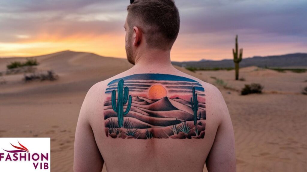 Desert Landscape Tattoos: Cactus, Sand, and Sunset