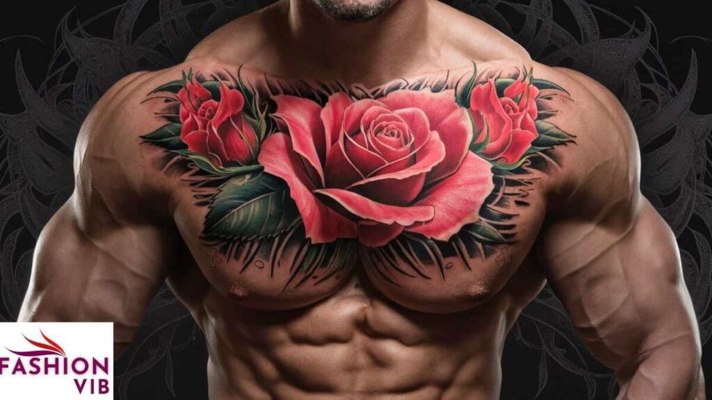 Chest Rose Tattoo