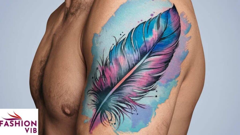 Watercolor Feather Tattoo