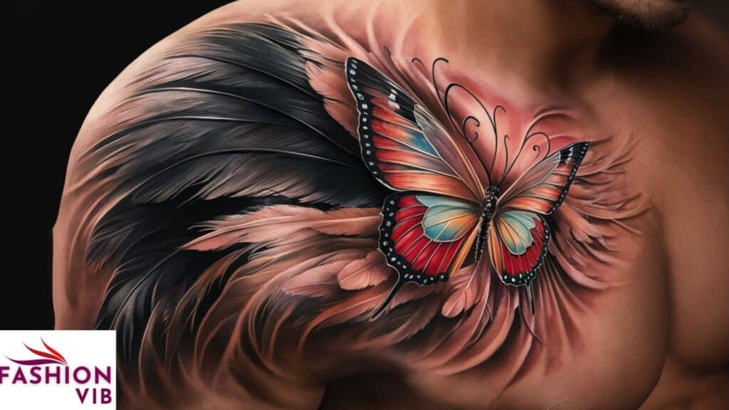 Feather and Butterfly Tattoo