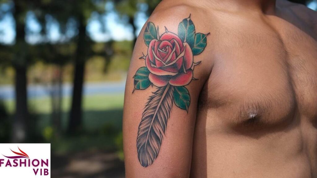 Rose and Feather Tattoo