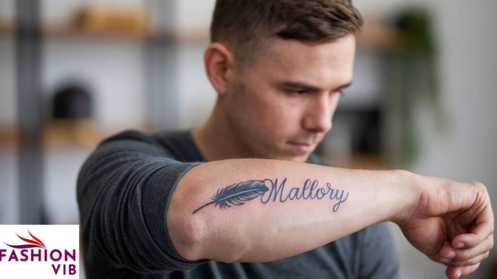 Feather with Name Tattoo