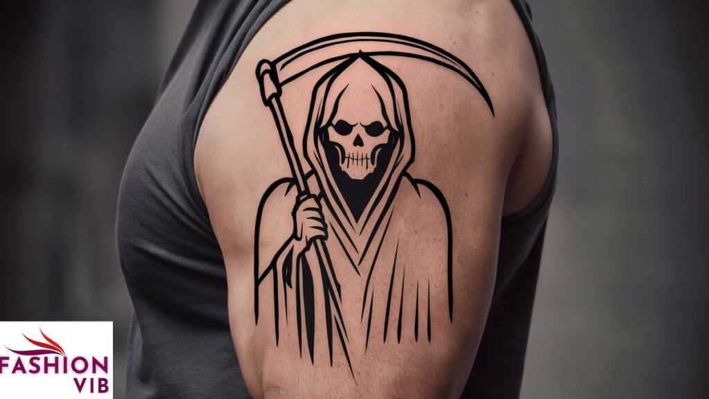 grim reaper tattoo Minimalist Line Art Grim Reaper