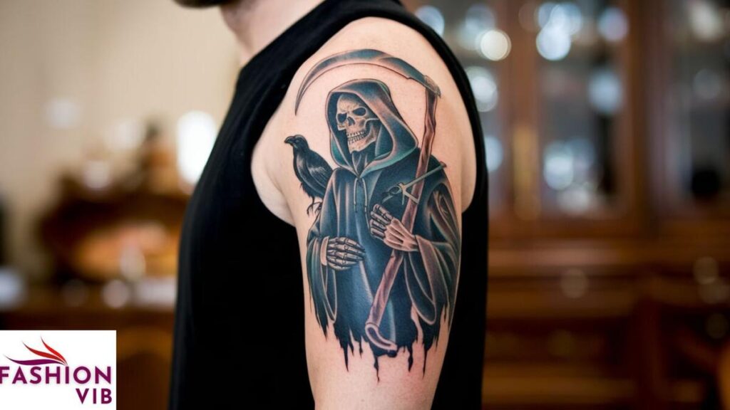 Grim Reaper  tattoo with Crows