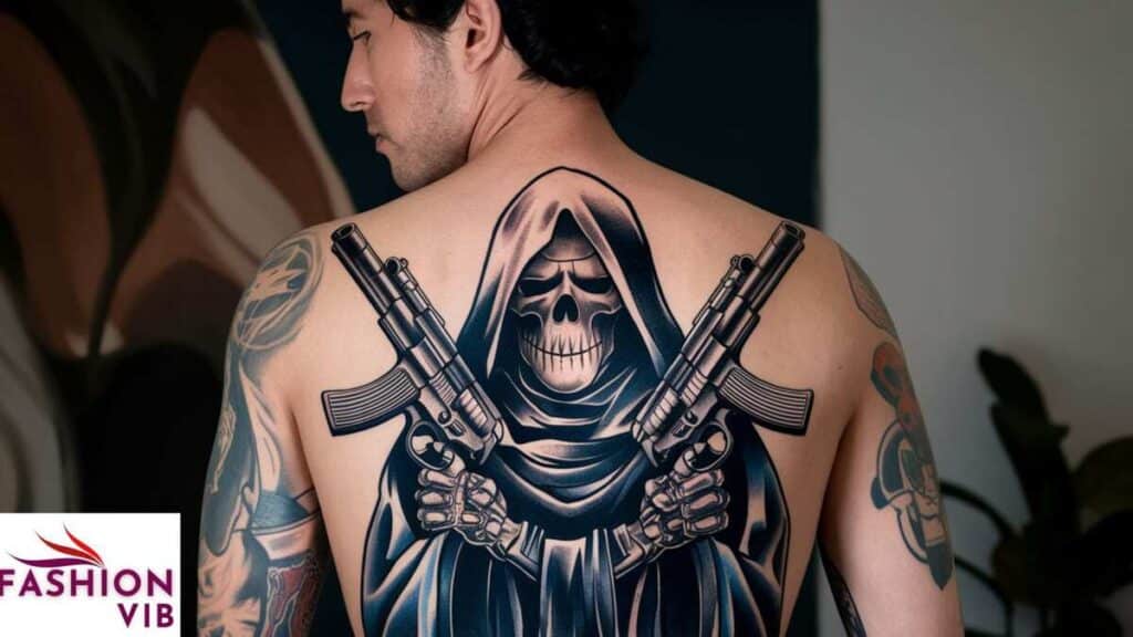 Grim Reaper tattoo with Guns