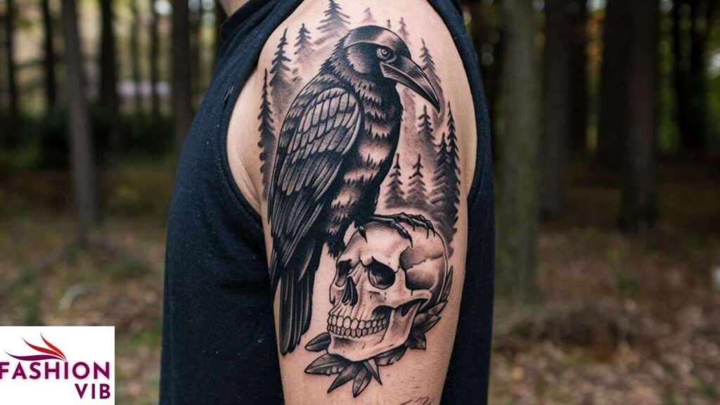 grim reaper tattoo deaths messenger with Crow and Skull