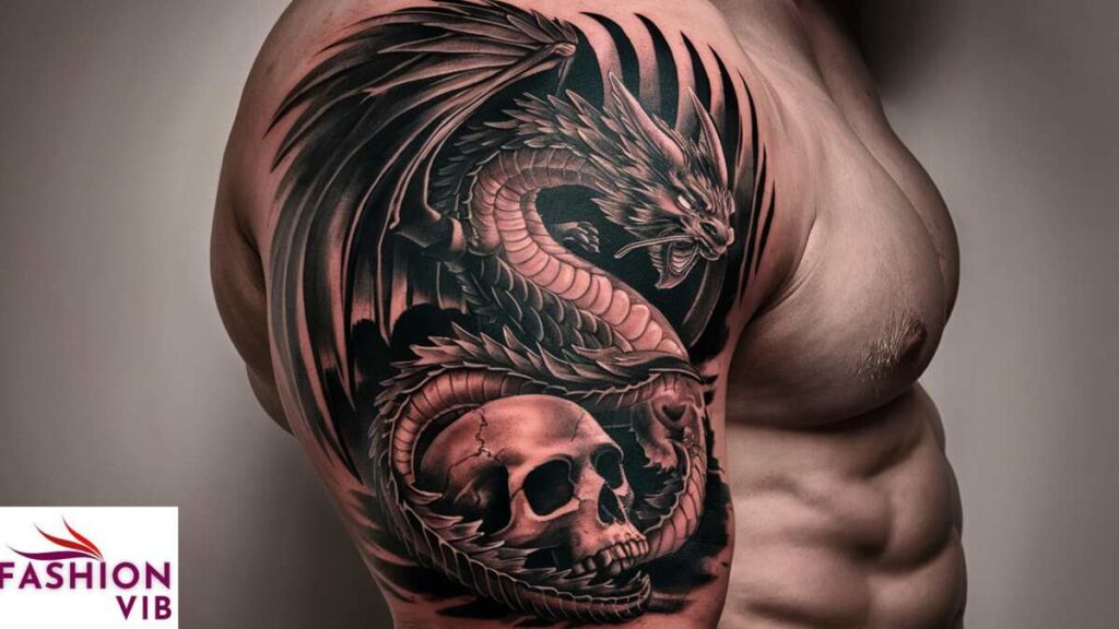 male religious tattoos Black-and-Grey Realism