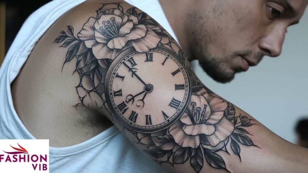 Flower and Clock Tattoo ideas