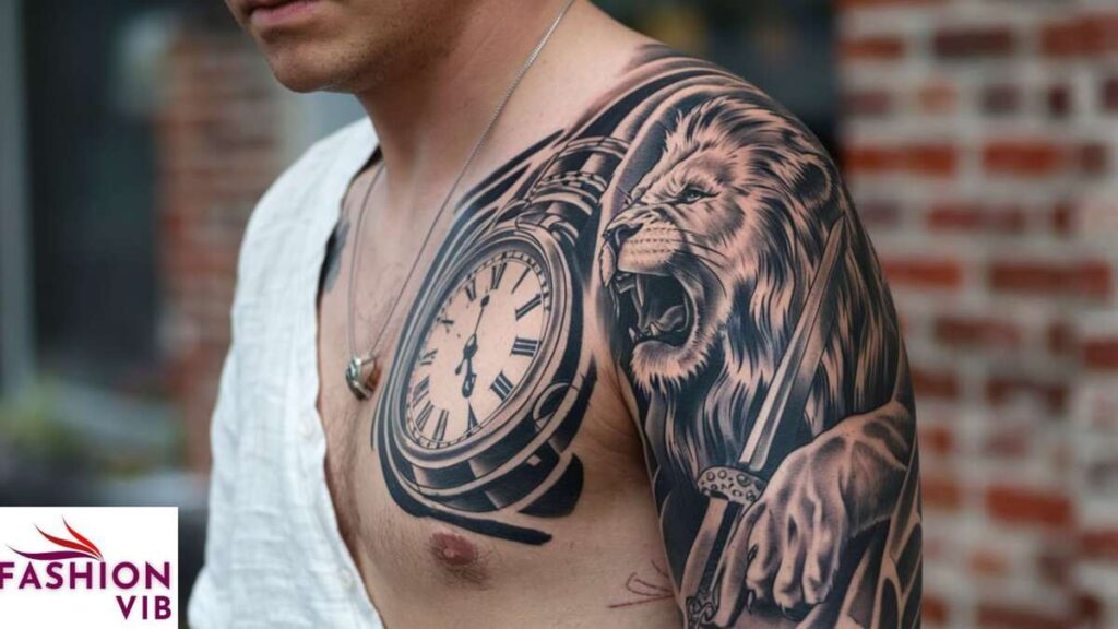 Lion and Clock Tattoo ideas