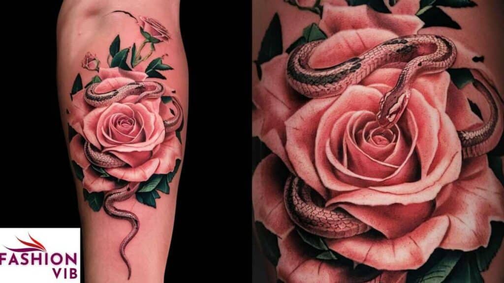 Snake and Rose Tattoo