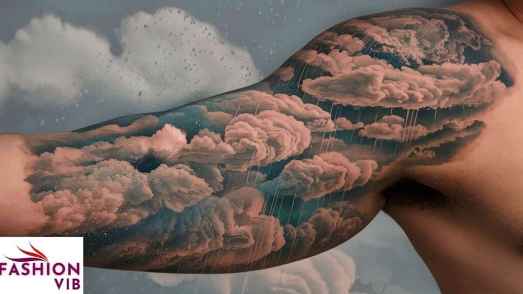 Realistic clouding tattoo