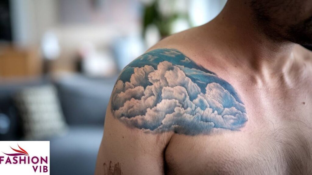 Shoulder clouding tattoo