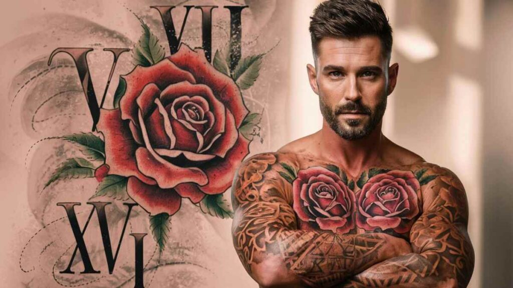 Roman Numeral Rose Tattoos