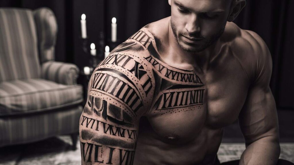 Roman Numeral Shoulder Tattoos